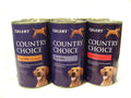 Gelert Country Choice tripe dog food 1200g cans shown with the six-can outer case
