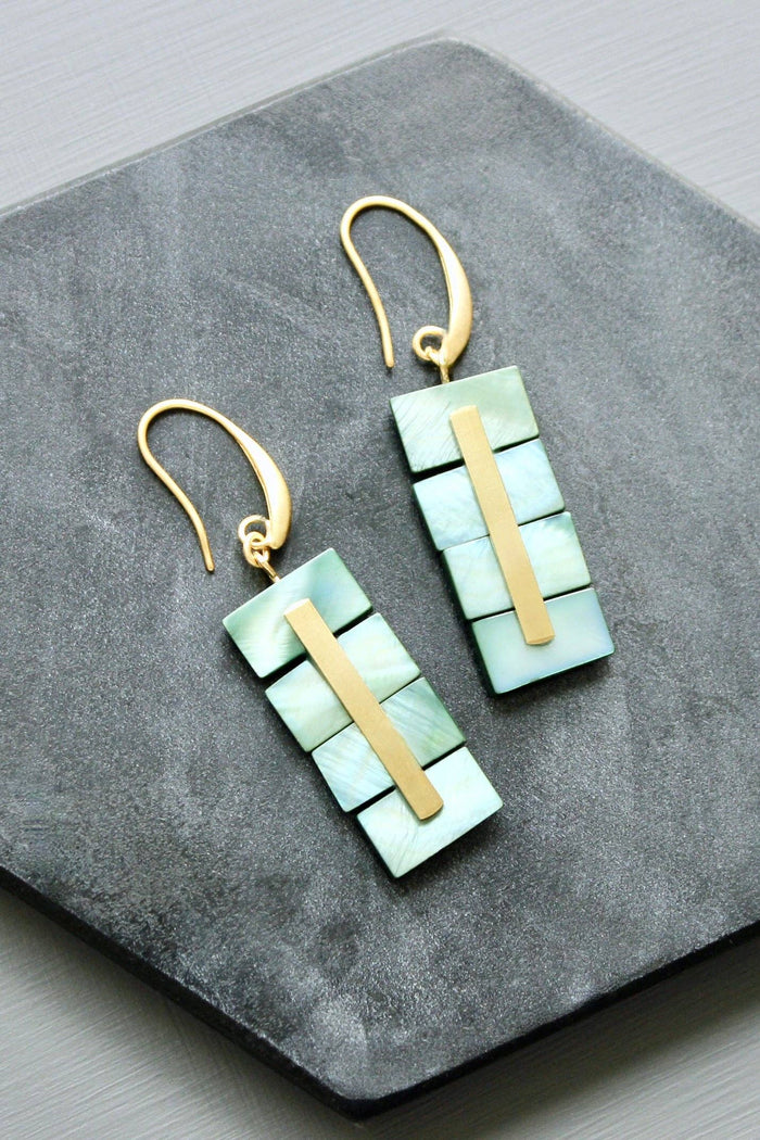 Geometric Earrings | Green Shell