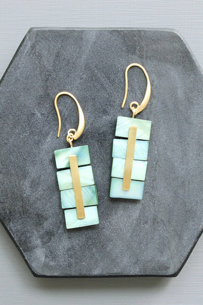Geometric Earrings | Green Shell