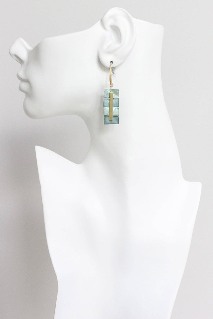 Geometric Earrings | Green Shell