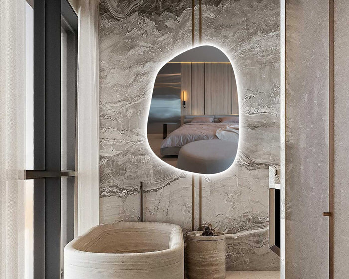 GlowCurve Asymmetrical Led Mirror With Touch Sensor (3 Lights Integrated)
