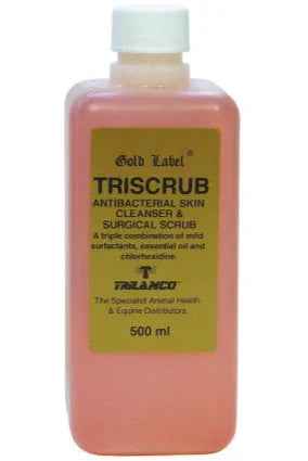 Gold Label Triscrub antibacterial skin cleanser in a 500ml bottle