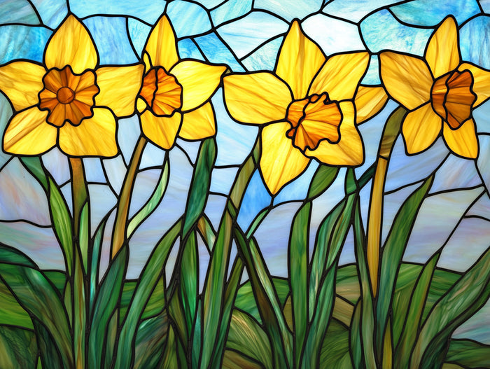 Golden Daffodils Under a Spring Sky