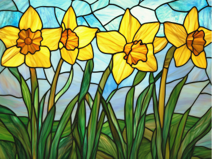 Golden Daffodils Under a Spring Sky