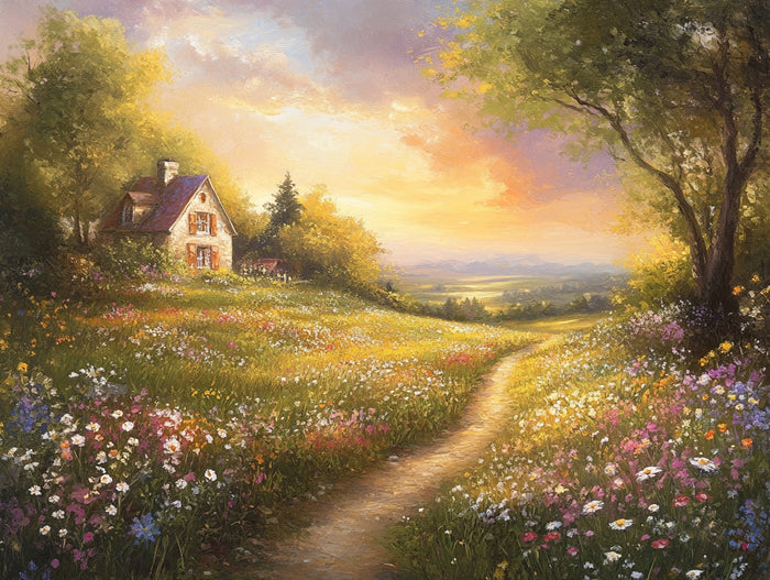 Golden Hour in a Wildflower Meadow
