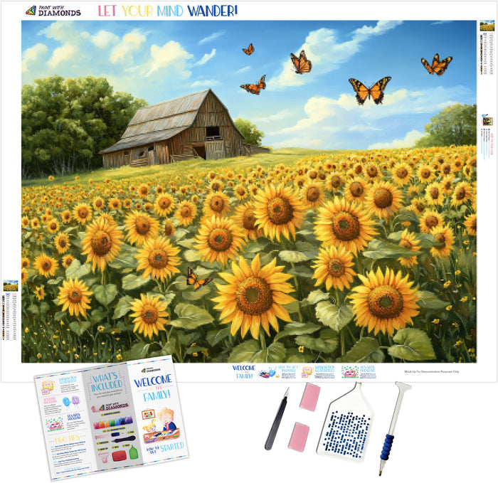 Golden Meadow of Sunflowers and Butterflies