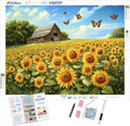 Golden Meadow of Sunflowers and Butterflies