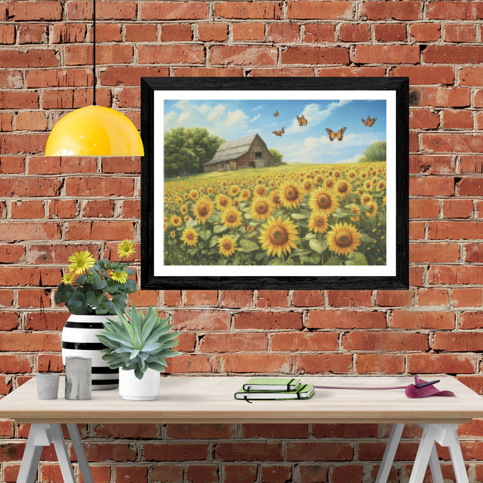 Golden Meadow of Sunflowers and Butterflies