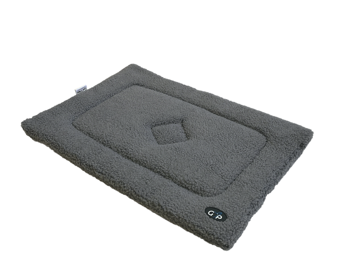 Gor Pets Nordic Crate Mat in grey, a large soft-surfaced crate mat lying flat