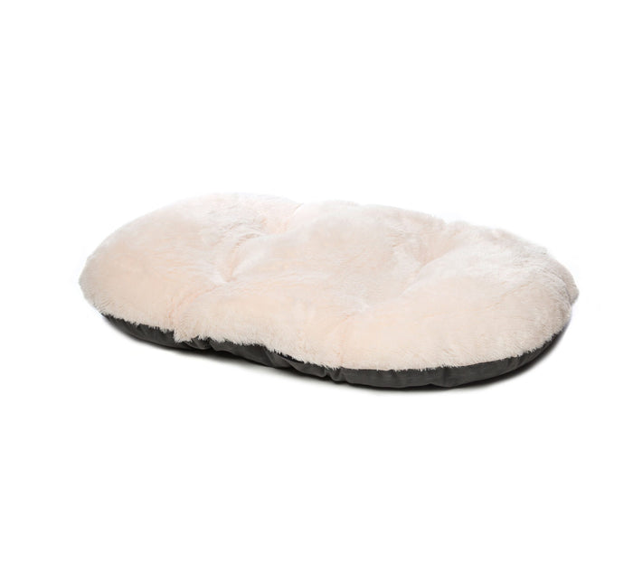 Gor Pets Nordic Oval Cushion in grey, an extra large oval dog cushion with a raised padded rim