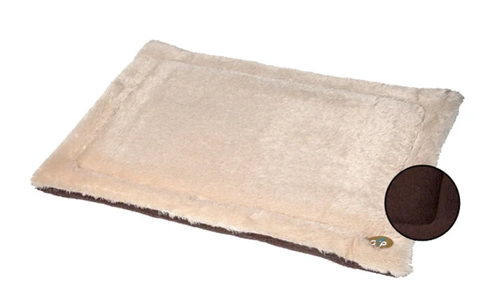 Gor Pets Nordic Crate Mat in brown, a soft rectangular crate mat with a plush upper surface