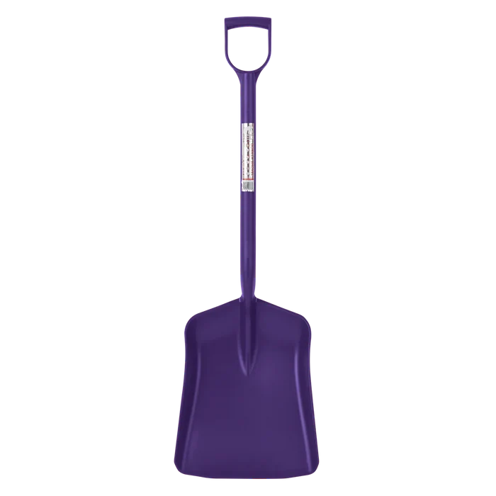 Red Gorilla one-piece polypropylene shovel in purple, with a wide blade and D-shaped handle