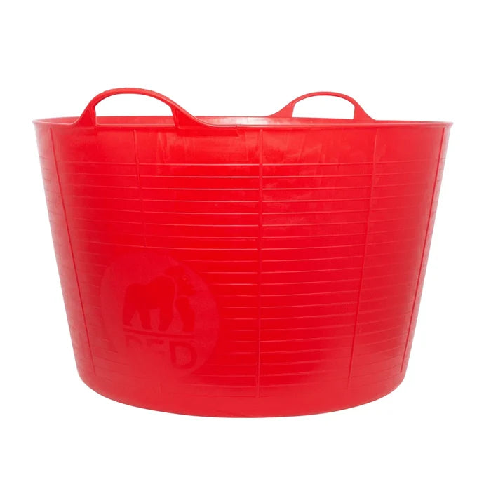 Red Gorilla 75L Extra Large tub in red, second view showing the ribbed walls and wide 57.5cm rim