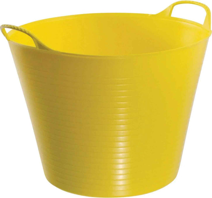 Red Gorilla Gorilla Tub Medium 26L flexible tub in bright yellow, with ribbed sides and two golf-ball handles