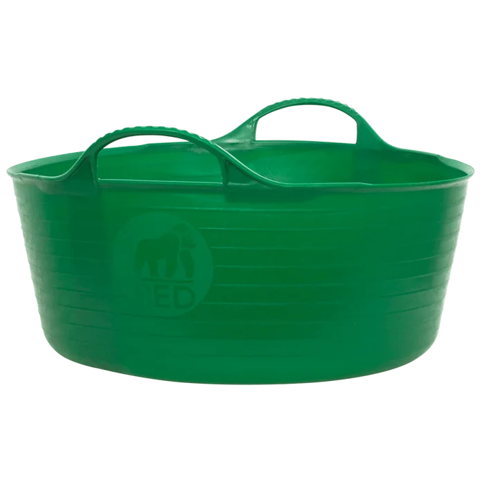 Gorilla Tub Small, 14 litres, in green with flexible ribbed sides and moulded golf-ball handles