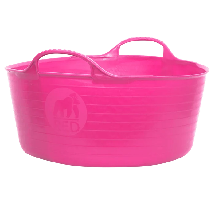Red Gorilla Gorilla Tub Small 14L flexible tub in pink, ribbed body with two moulded golf-ball handles