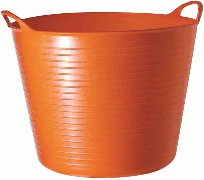 Red Gorilla Gorilla Tub Medium, 26 litres in orange, a flexible ribbed tub with two golf-ball handles