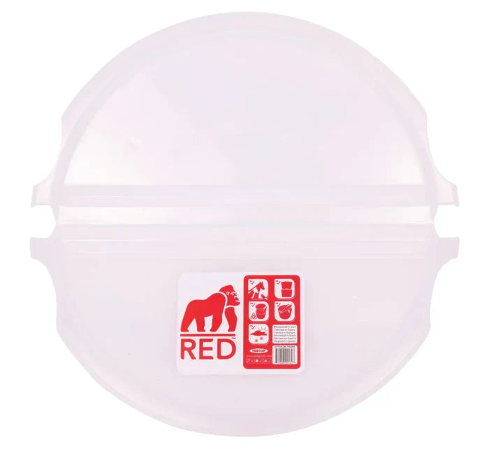 Red Gorilla TubTop Large, a clear 46cm clip-on lid for the 38 litre Gorilla Tub, with a fold-back opening section