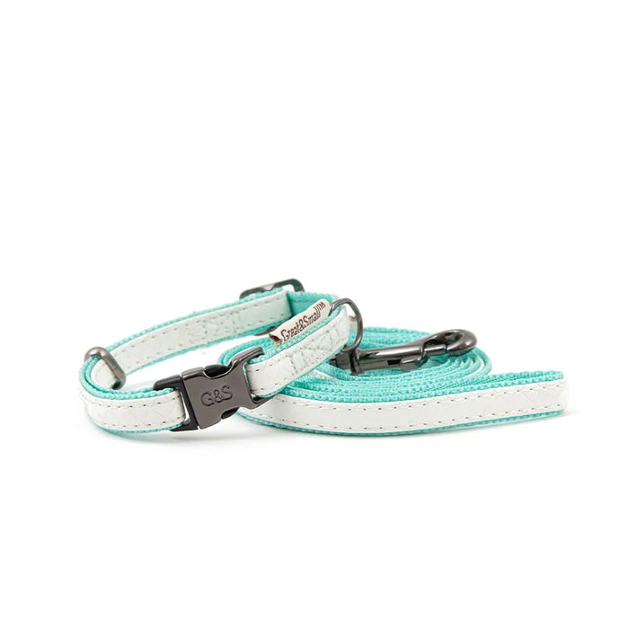 Great & Small matching blue nylon puppy collar and lead set