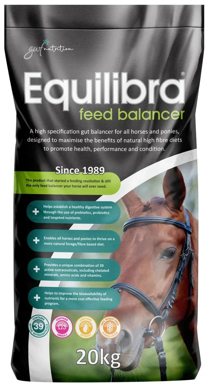GWF Nutrition Equilibra 500 plus Omega 3 20kg bag, high specification forage feed balancer pellets, front of pack