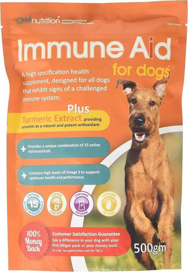 GWF Nutrition Immune Aid Gold for Dogs 500g pouch, turmeric and rosehip immune supplement pellets