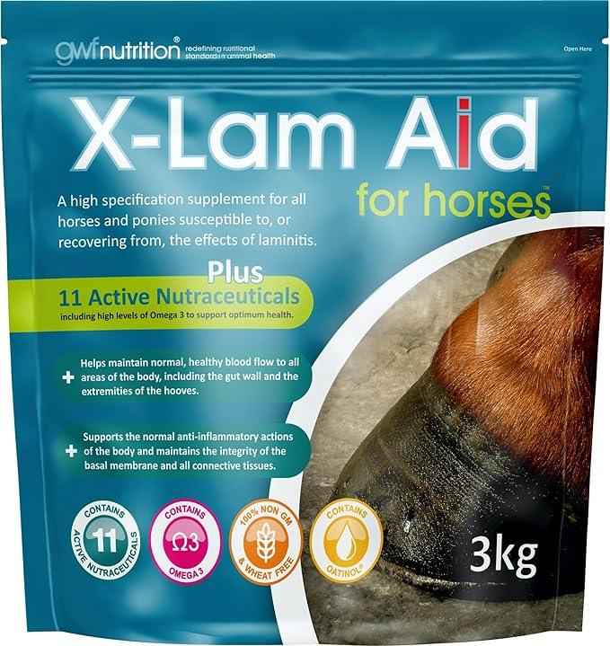 GWF Nutrition X-Lam Aid for Horses 3kg pouch, laminitis support supplement with calcium and magnesium buffer