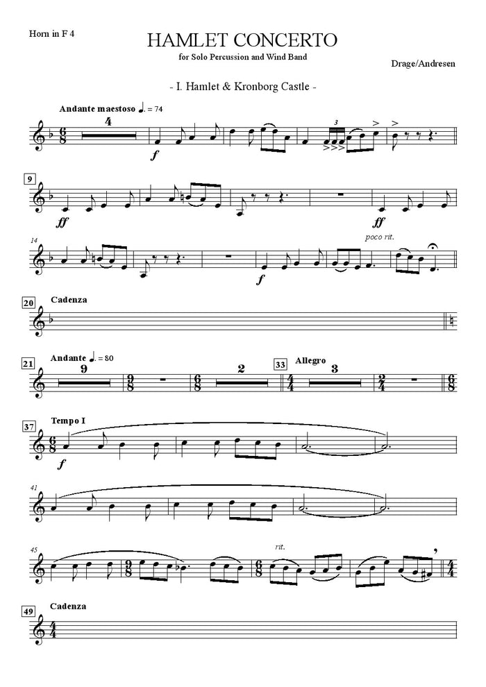 HAMLET CONCERTO for Solo Percussion and Wind Band