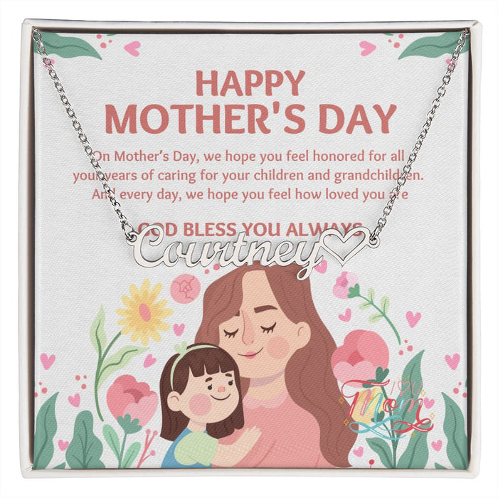 Happy Mother's Day- You're Unique-Heart Name Necklace