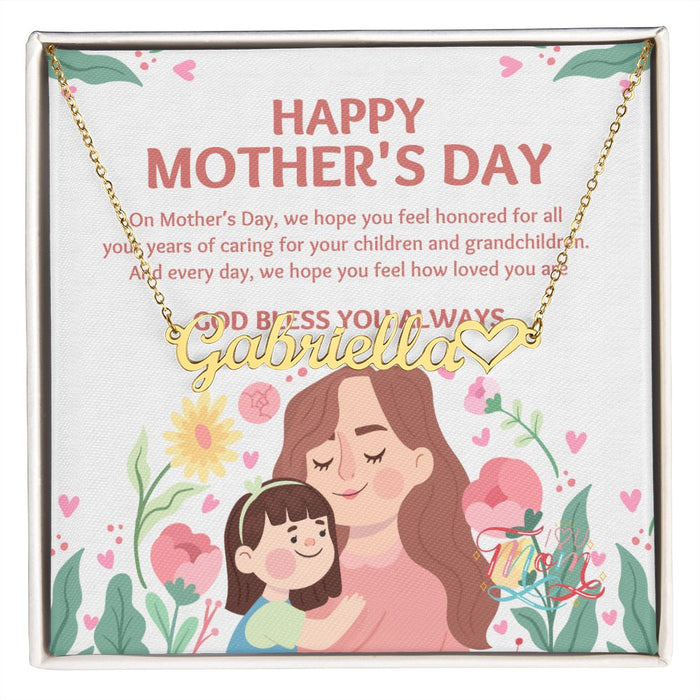 Happy Mother's Day- You're Unique-Heart Name Necklace