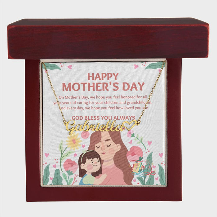 Happy Mother's Day- You're Unique-Heart Name Necklace