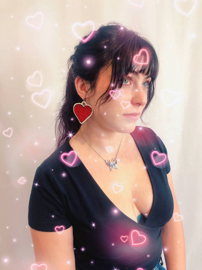 Heart Embroidered Earrings