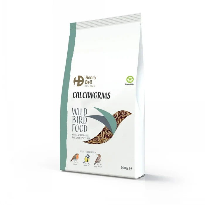 Henry Bell Calciworms 500g bag of dried black soldier fly larvae for wild birds