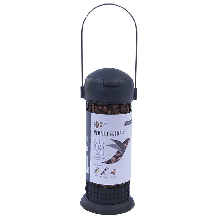 Henry Bell Essentials ready to feed peanut feeder, a mesh tube of whole peanuts ready to hang