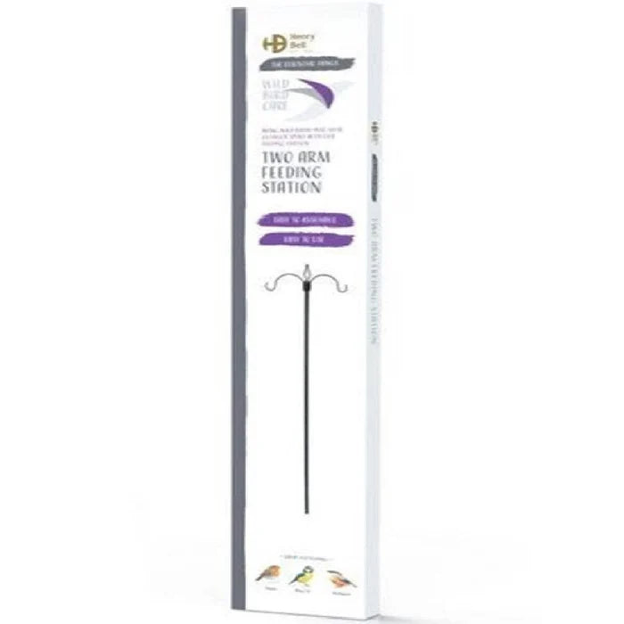 Henry Bell Essentials two arm feeding station, a tall grey garden pole with two curved hanging arms