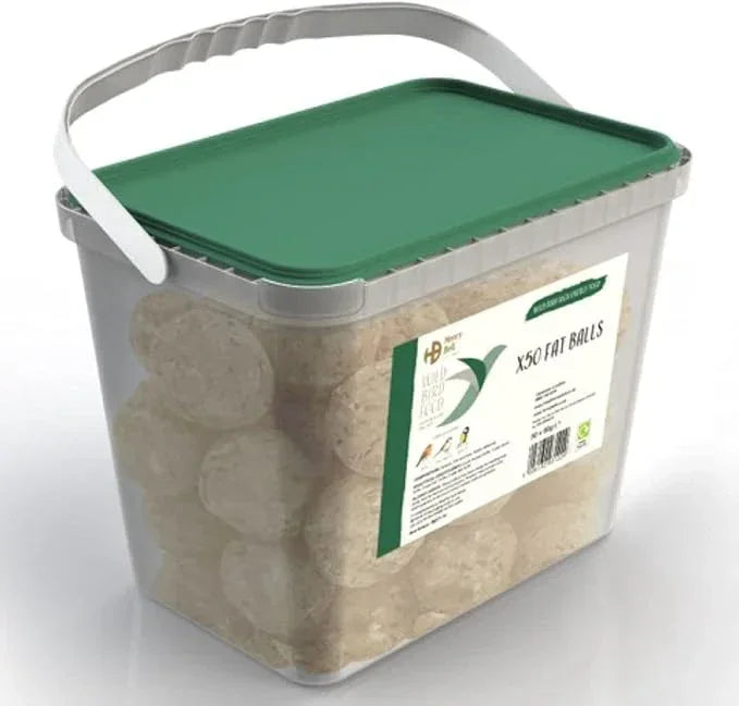 Henry Bell tub of 50 wild bird fat balls with resealable lid