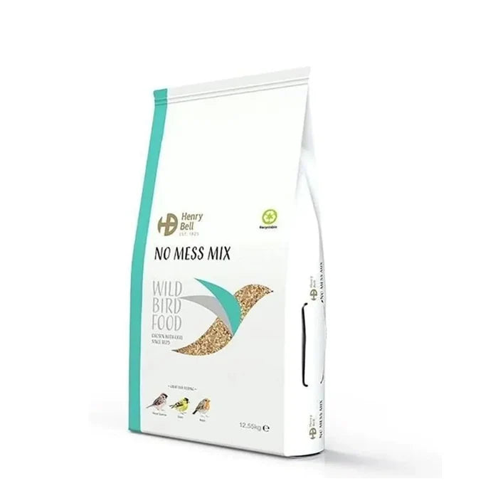 Henry Bell No Mess Mix husk-free wild bird food in a 12.55kg sack