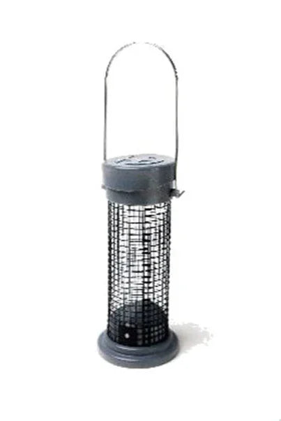 Henry Bell Select peanut feeder, 20cm mesh tube with ring perches and a push-down lid