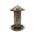 Henry Bell Solar Seed Copper Feeder in large size, copper-finish seed tube with a solar LED in the lid