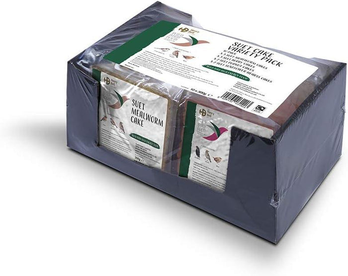 Henry Bell Suet Cake Variety Pack of ten wild bird suet cakes in mealworm, berry, sunflower hearts and peanut