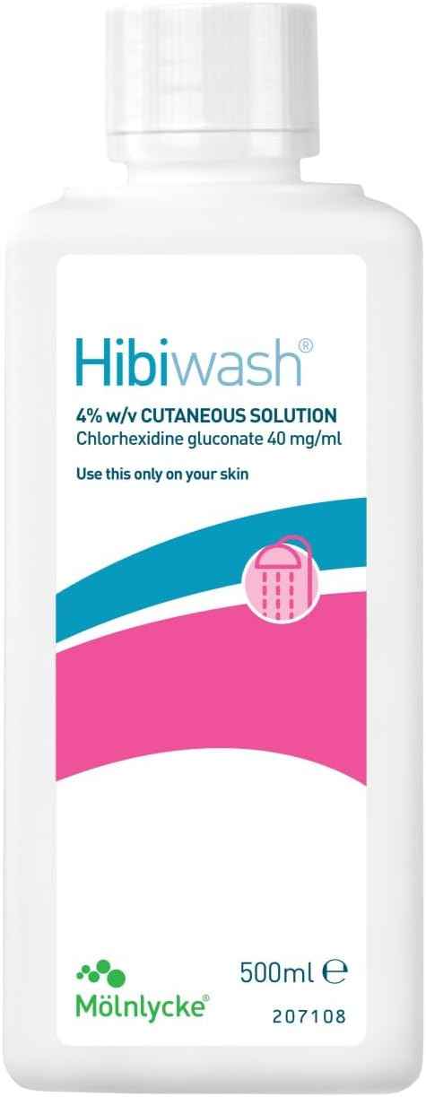 Hibiwash antimicrobial skin cleanser in a 500ml bottle