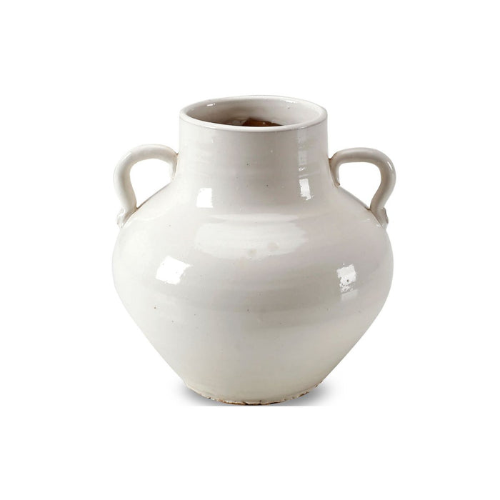 High Creamy White Vases with Two Handles