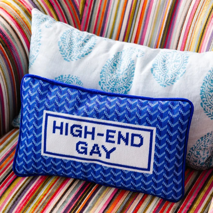 High-End Gay Needlepoint Pillow
