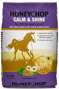 Honeychop Calm & Shine 12.5kg bag of oat straw and dried grass chaff with calming herbs, front of pack