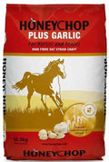 Honeychop Plus Garlic 12.5kg bag, oat straw chaff with crushed garlic at 30g per kilo, front of pack