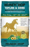 Honeychop Topline & Shine 15kg bag, molasses-free high oil soft fibre conditioning blend, front of pack