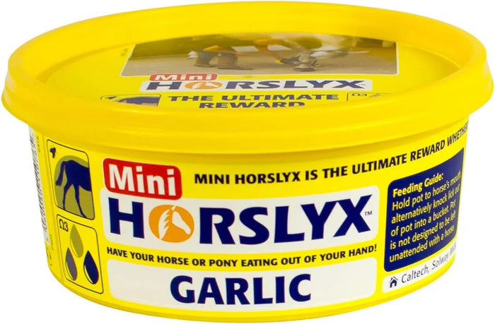 Horslyx Garlic Mini Lick 650g tub, sold here as a case of twelve for horses and ponies