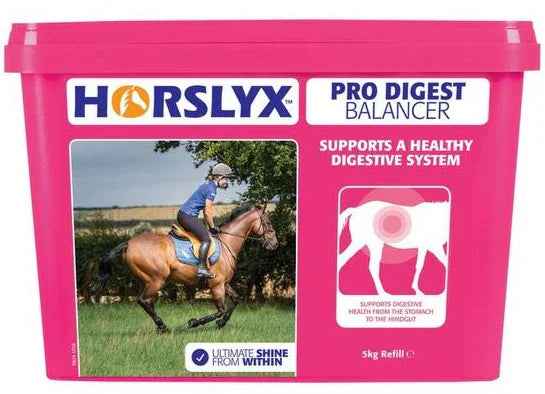 Horslyx Pro Digest Balancer 5kg tub shown with its lid and product label detail