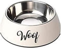 House of Paws Woof 2-in-1 dog bowl in cream, XL melamine outer with a lift-out steel inner