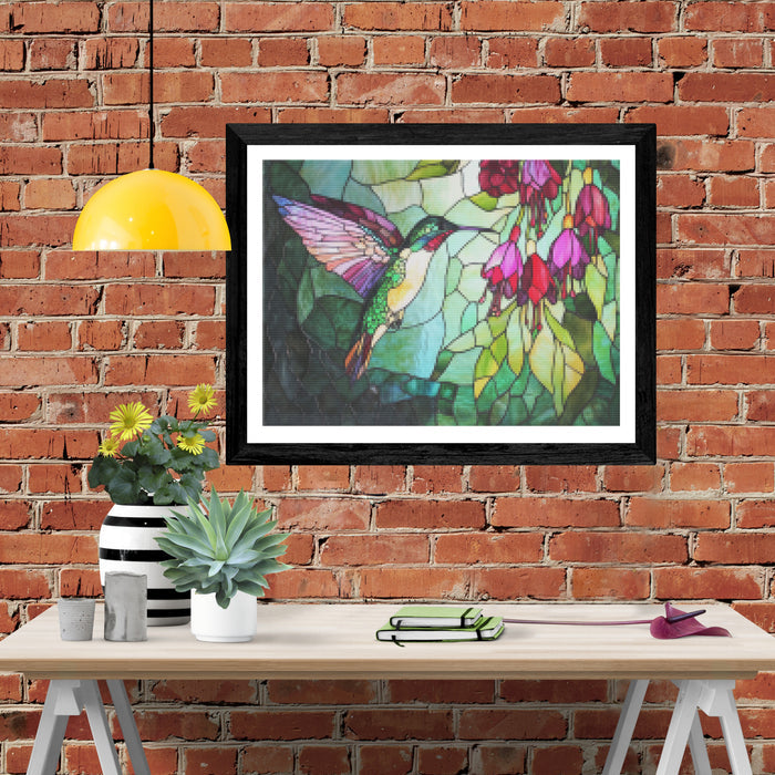 Hummingbird and Fuchsia Blooms