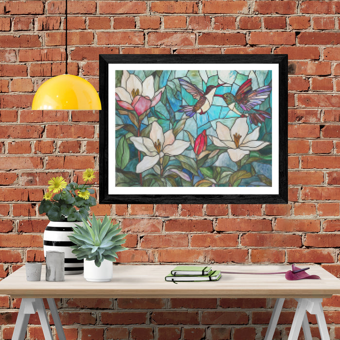 Hummingbirds Among Beautiful Blossoms